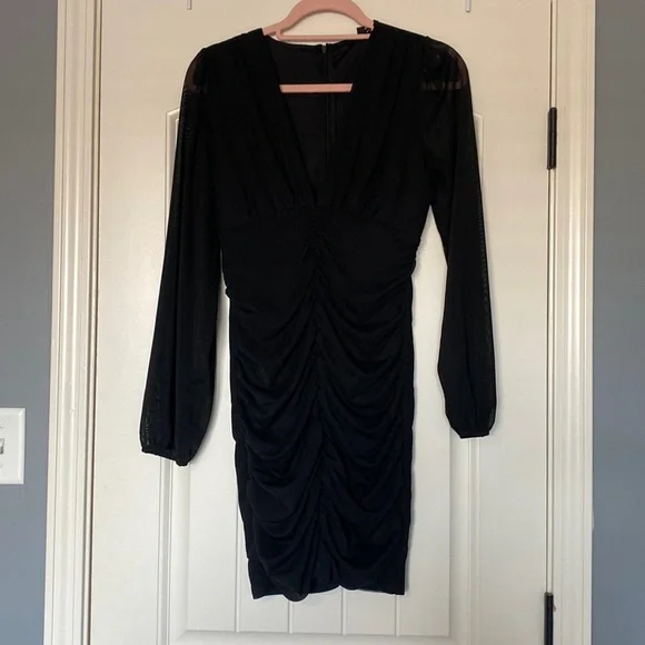 fitted scrunch dress Donna Karan Women's Sleeveless Midi Ruched Dress in Black main image 1